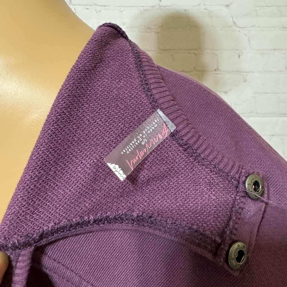 FREE PEOPLE “Best of Romper” women’s Shortsie jumpsuit Long sleeves Purple S NWT - Picture 9 of 16